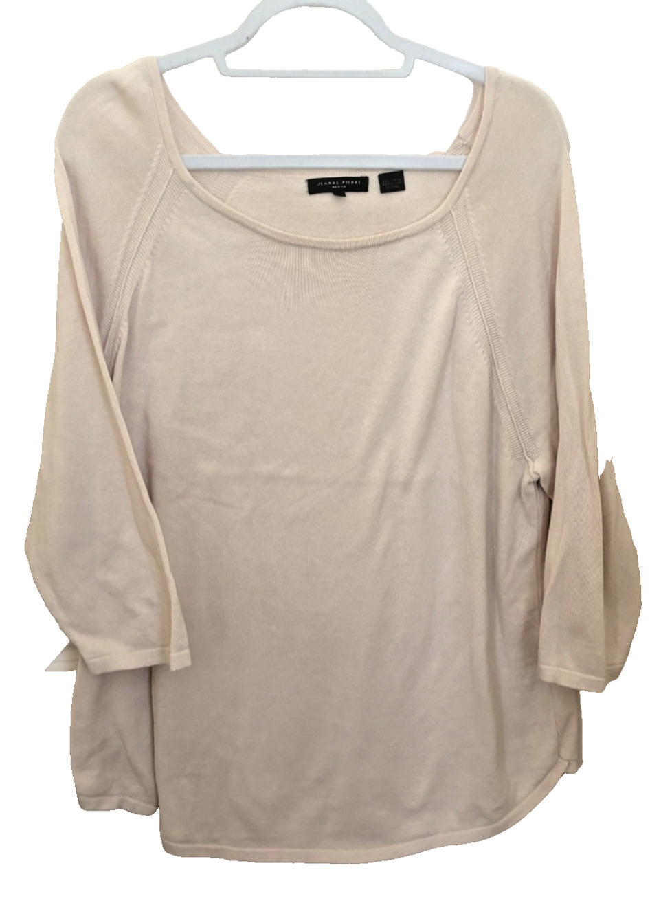 Jeanne Pierre Women’s Sz 1X tan sweater 100% cotton 3/4 Sleeve